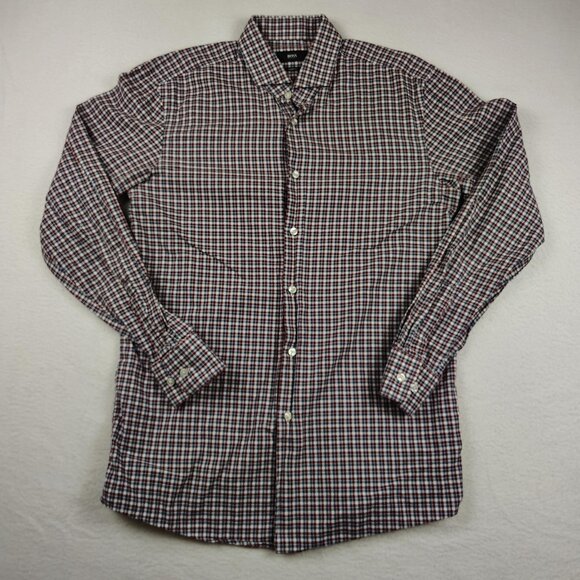 BOSS Hugo Boss  Sharp Fit Shirt Mens 16L Plaid Button Down Dress Shirt - Picture 1 of 9